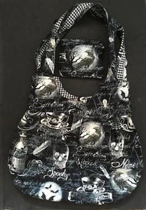 Handmade Cotton Tote Bag Skull Spooky Fabric Lined with Zipped pocket Washable - Picture 1 of 2