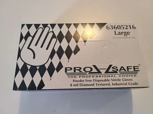 10ct BULK ProSafe Powder free disposable 8 mil Diamond Texture nitrile gloves L