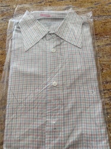 Camicia abito vintage Christian Dior cotone abbottonato lavato a secco 16" 32 33