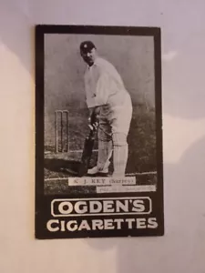 c1900s K J KEY SURREY ENGLISH CRICKETERS CARD OGDENS CIGARETTES - Picture 1 of 2