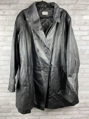 Venezia Vitale Women’s 34W Black 100% Leather Jacket Coat Double Breasted - Image 1 of 3