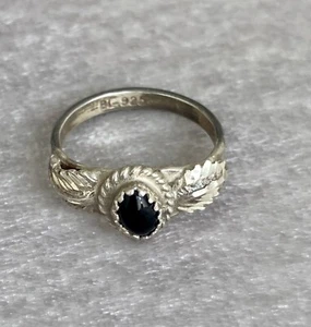 Vintage 925 Sterling Silver Black Onyx Southwestern Ring Size 7 - Picture 1 of 7