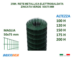 Rete per recinzione Metallica Elettrosaldata 50X75 Zincata e Plastificata Verde 