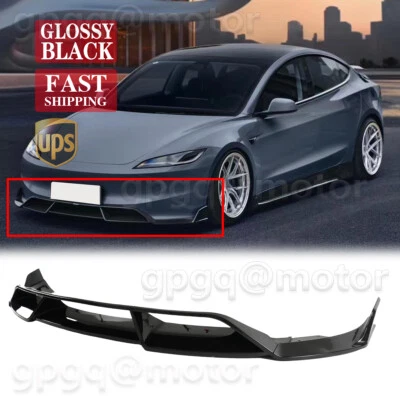 Alerón labial parachoques delantero estilo CMST negro brillante Highland 24-25 para Tesla modelo 3 Foto 1 de 4