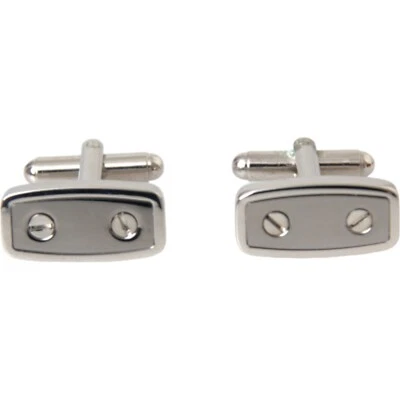 DOLCE & GABBANA 袖扣镀银金属黄铜别针男式配件 RRP 270usd — 第 1/4 张图片