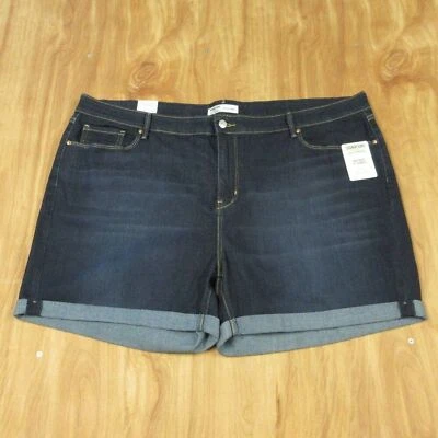 LEVI STRAUSS SIGNATURE GOLD Mid-Rise 5" Jean Shorts Sz 24 W37 Dk Blue Denim NWT - Image 1 of 4