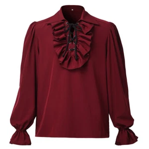 Mens Medieval Shirt Victorian Poet Vampire Shirt Renaissance Women Pirate Shirt - Picture 1 of 43