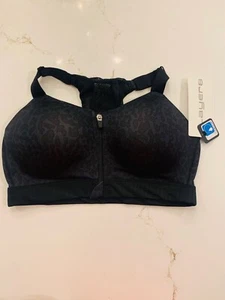 NEW Layer 8 Compression Bra Front Zip Sports Bra Size Large Fits 36 C/D - 38 B/C - Picture 1 of 7