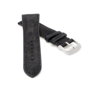 Veloursleder Uhrenarmband Modell Porto-Chrono schwarz 24 mm - Picture 1 of 3