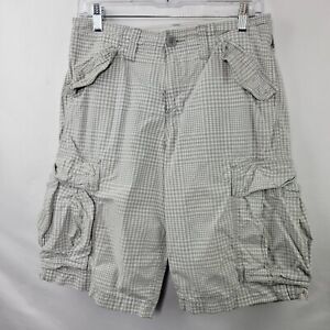 Vurt Gray Gingham Check Cargo Shorts Men's Size 30 100% Cotton