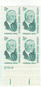Scott # 1235 - 5c Green - Cordell Hull  -  PB of 4 - Mint Hinged - Picture 1 of 1