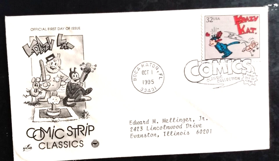 KRAZY KAT   COMIC STRIP CLASSICS 1995 ARTCRAFT PCS CACHET FDC VF - Image 1 of 1
