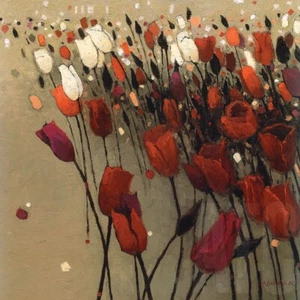 36W"x36H" TULIP DRIFT GREEN by SHIRLEY NOVAK - FLOW OF FLORALS CHOICES of CANVAS - Picture 1 of 9