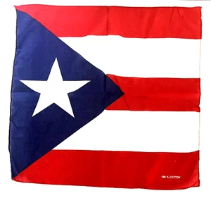 Pañuelo Pañuelo Dos Bandana 21x21 pulgadas Algodón PUERTO RICO Bandera Cabeza - Imagen 1 de 2