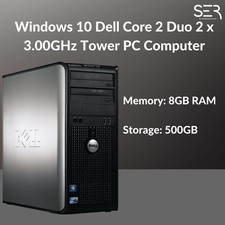 Windows 10 Dell Core 2 Duo 2 x 3.00GHz Tower PC Computer - 8GB RAM - 500GB HDD