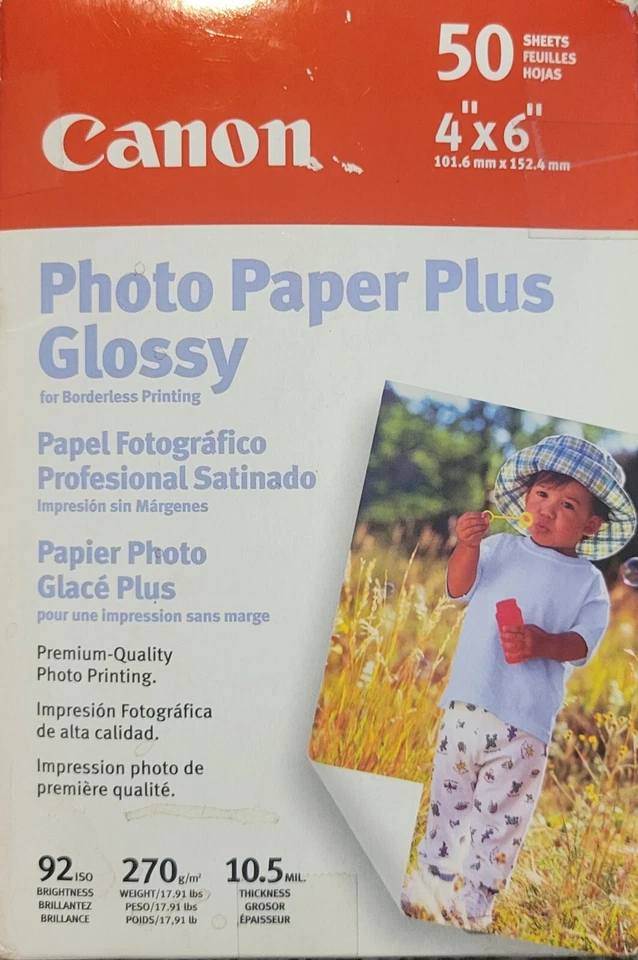 NUEVO papel fotográfico premium brillante Canon Photo Plus - 50 hojas - 4x6 pulgadas Foto 1 de 1