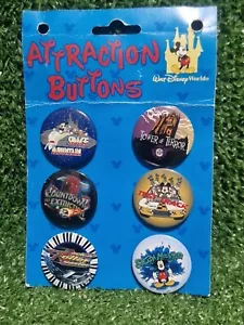 Vintage Walt Disney World Attraction Button Badges Set Tower Of Terror Space - Picture 1 of 7