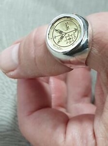 Ring Amulet talisman seal of great abundance Silver 925 + Gold 9k