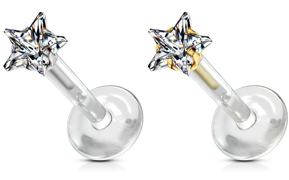 PTFE Bioflex Lippenpiercing Labret Madonna Monroe Cartilage Tragus Stecker Stern - Bild 1 von 1