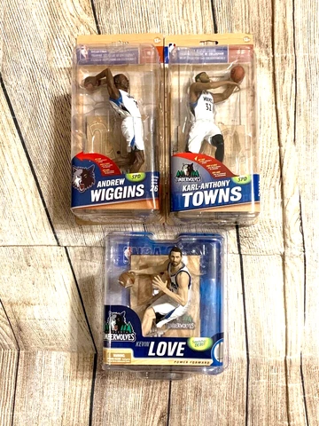 NBA Minnesota Timberwolves Mcfarlane Action Figure Lot of 3 Towns Wiggins Love Cover