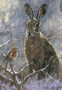 Paquete de 10 tarjetas de Navidad Hare & Robin 'Christmas Pals' de John Trickett C517x - Imagen 1 de 2