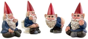 Four Naughty Gnomes Set of 4 Home Decor Statues 4 Inch - Picture 1 of 7