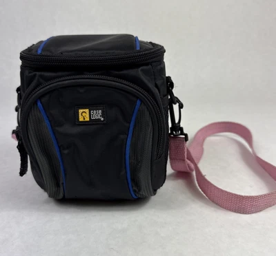 VTG Case Logic Black Blue Camera Case Bag Pink Strap Point Shoot Camera Video - Image 1 of 4