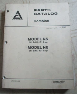 Allis Chalmers N5 & N6 Combine Parts Catalog Manual 9007001 - Picture 1 of 3