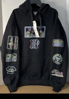 PRO CLUB Men's Black Multi Neon Signs Logo Hoodie - Size Large NWT - Image 1 of 4