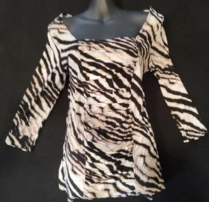 Boston Proper Damenbluse Animal Tigerstreifen gerafft Medium 3/4-Ärmel - Bild 1 von 4