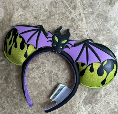 💖 Diadema Halloween Parques Disney Bella Durmiente Maléfica como Orejas de Dragón Foto 1 de 4