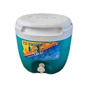 Igloo 2 Gallon Push Spout Drink Water Cooler Green Purple White Round - Picture 1 of 11