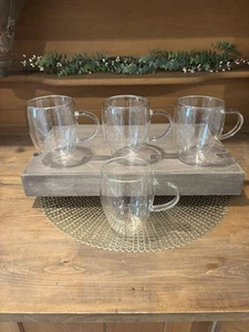 4 tazas de café de vidrio transparente de doble pared con mango - Juego de 4 - 12 oz. - Imagen 1 de 8