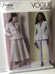 Vogue 2018 Jacket Skirt Pants Suit Designer Style Sewing Pattern MissesSize12-20 - Picture 1 of 2