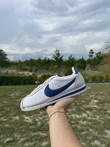 Nike Classic Cortez Nylon White Gym Blue Size 9.5 Sneakers Clean OG Box RARE 🔥 - Picture 1 of 8