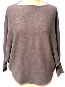 Kerisma Womens Gray Sweater Size S/M Soft Lux Bat Wing Sleeve Boat Neck - Picture 1 of 8