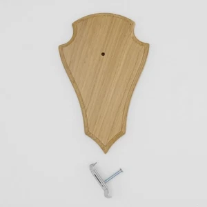 1 pieza placa trofeo ciervo punta roble claro grande AF 22 cm x 13 cm 1x pinza para cuernos - Imagen 1 de 8