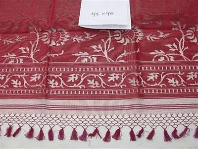 Tablecloth Silk Zuzka 45" x 90" Fabricology Designer Burgundy Red $100 Floral - Image 1 of 2