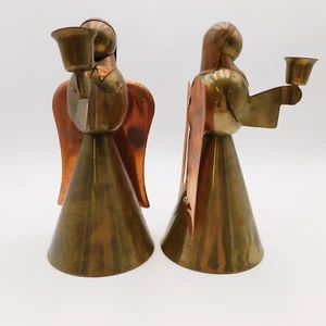 Vintage Brass Copper Metal Holiday Angel Taper Candle Stick Holder Hong Kong - Picture 1 of 11
