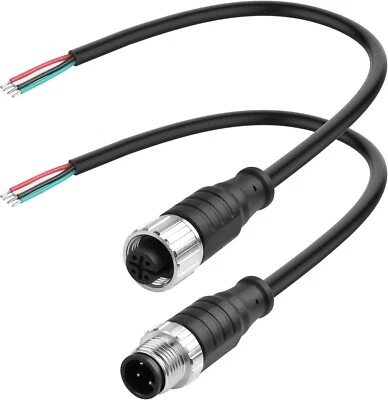 2-8 Pin M12 Connector Cable 0.8FT Male+Female for Aviation Sensor Wiring Harness - Image 1 of 4