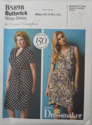 (2013) Butterick 5898 Sewing pattern ladies Front Wrap Dress Cut size 4-16. - Image 1 of 4