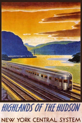 HIGHLANDS OF HUDSON NEW YORK CENTRAL SYSTEM TRAIN TRAVEL VINTAGE POSTER REPRO - Image 1 of 3