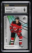 2019-20 SP Game Used Authentic Rookies /86 Jack Hughes #200 CSG 9 Mint Rookie RC