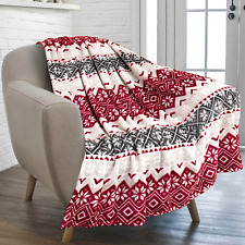 Christmas Throw Blanket | Holiday Christmas Red Fleece Blanket | Soft, Plush, Wa