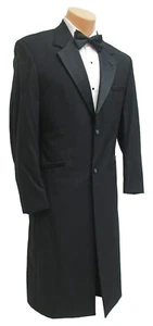 Men's Long Black Andrew Fezza Tuxedo Frock Coat Church Wedding Formal Mason 42S - Picture 1 of 6