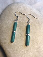 Turquoise Tubes - Earrings - Gift Bag - 925 Sterling Silver - Free P&P