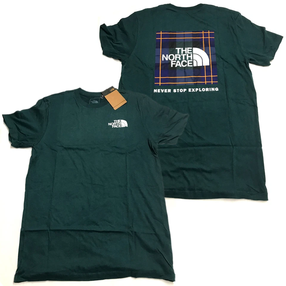 Camiseta The North Face Para Hombre - Caja Estampada NSE S/S - Verde Ponderosa/A Cuadros Foto 1 de 1