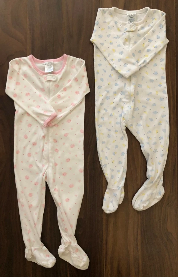 TCP The Children’s Place 2X Pijama Rosa Azul Estrella Luna DOBLE Niñas Niños 24 meses Foto 1 de 1