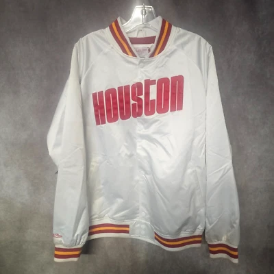 NWT Mitchell Ness NBA HWC Houston Rockets Satin White Lightweight Jacket L $120 - Image 1 of 4