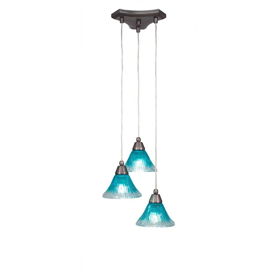 Toltec Europa 3 Light Mini Pendant, Brushed Nickel, 7" Teal Crystal - 28-BN-458 - Image 1 of 1
